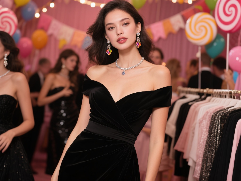 小黑裙是派对礼服中永恒的经典，各种场合都能见到它的