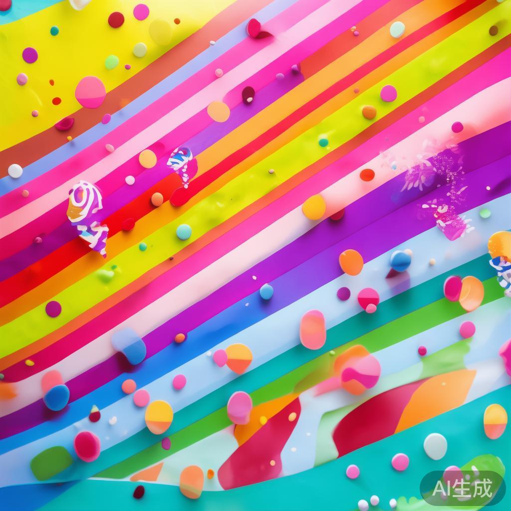 甜美糖果派对主题壁纸设计推荐与创意灵感分享 二、多彩条纹与点状设计的创意结合
若想打破单调,