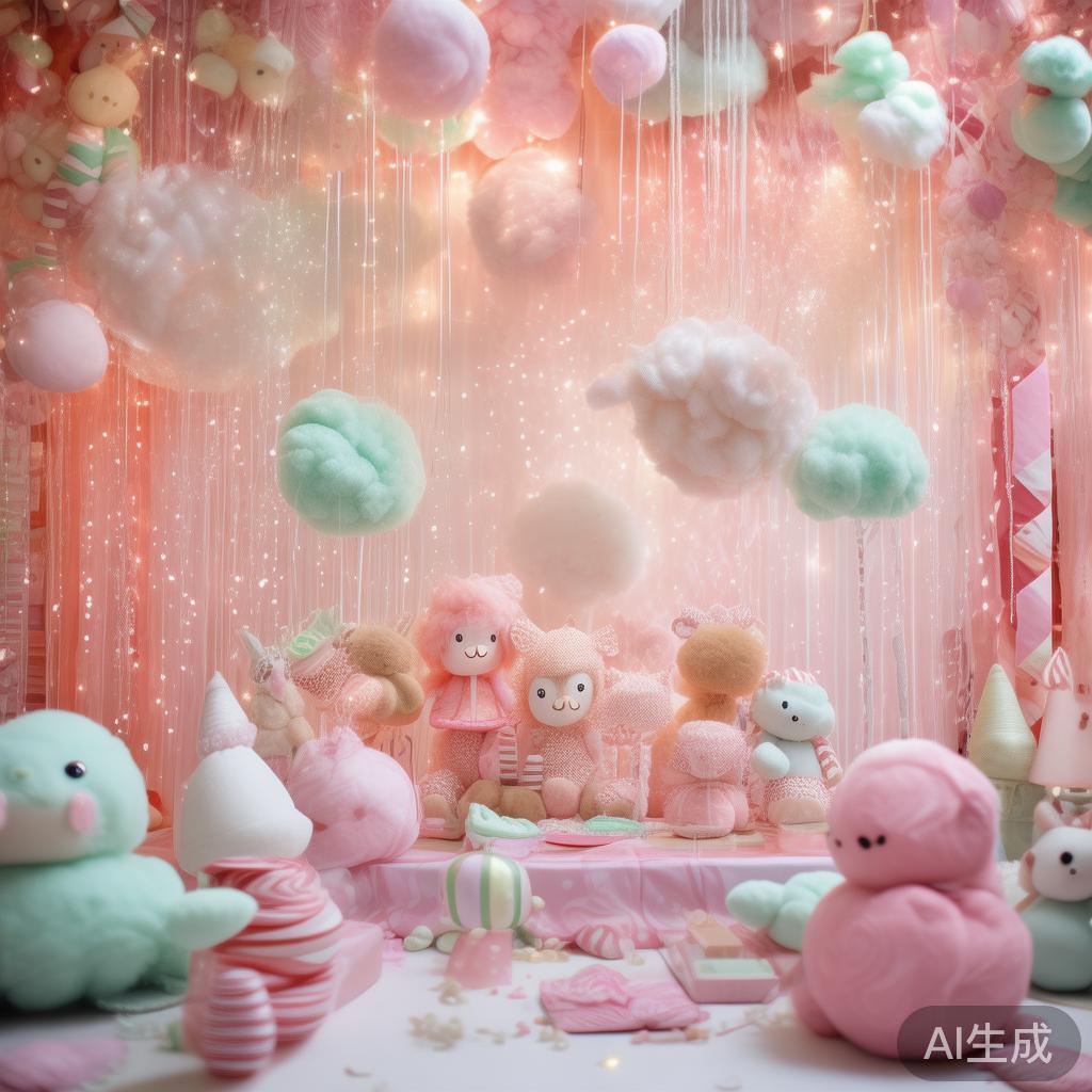 糖果派对碎片:创造梦幻甜蜜的欢乐派对时光 在设计糖果派对碎片的现场布置时,梦幻氛围的营造尤为