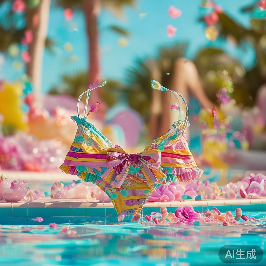 为增加趣味性，很多糖果派对泳衣采用蝴蝶结、荷叶边、