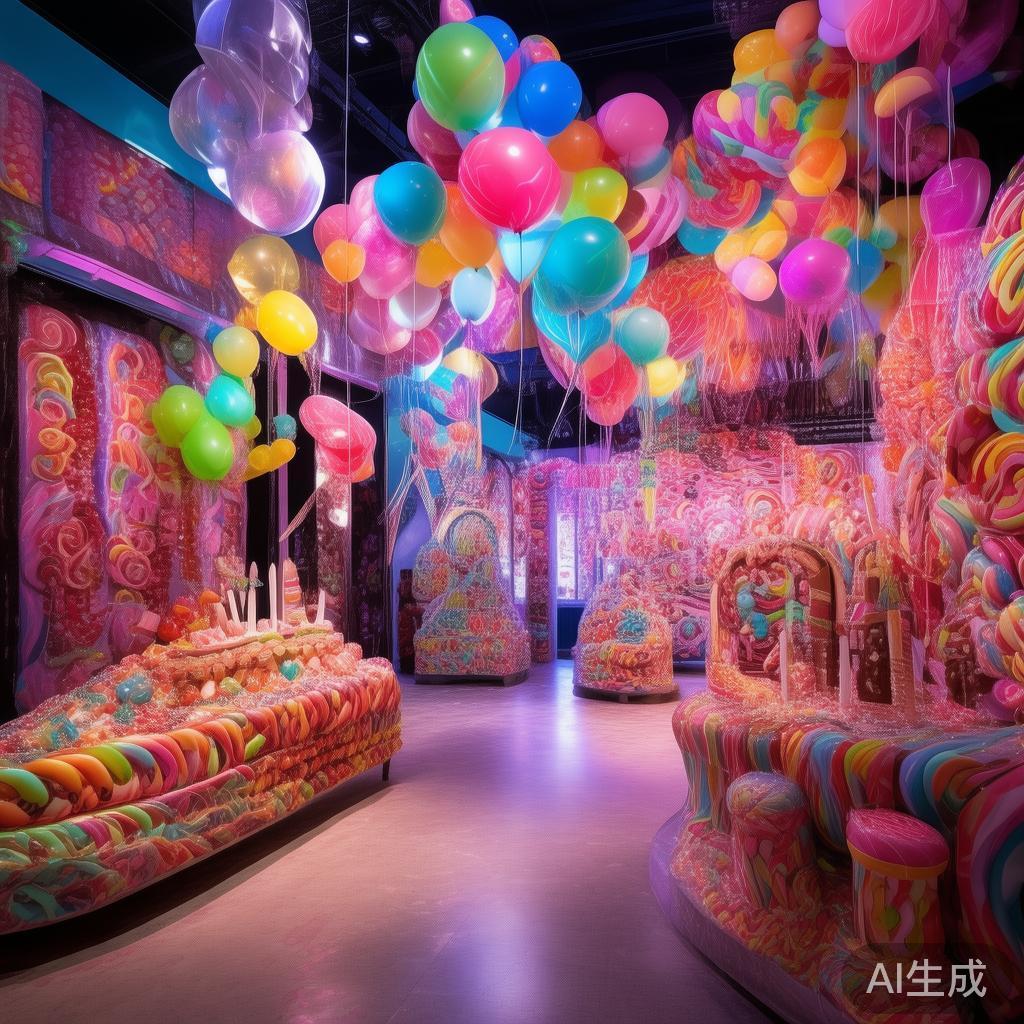 为了营造出一个理想的“糖果幻想世界”，场地装饰尤为